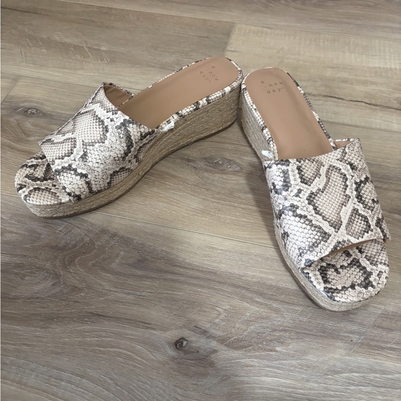 a new day Shoes - a new day Snake Print Wedge Mules